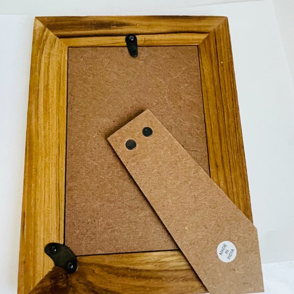 Handmade Vintage 4x6 Wood Photo Frame with Orange Red Bone  Vintage Buffalo Bone Ornate Photo Picture  Frame 4x6” India NWOT